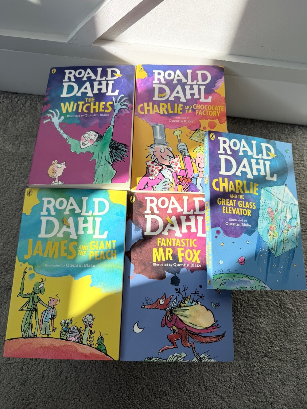 Roald Dahl 5 Book Lot Charlie Chocolate Factory Witches James Giant Peach